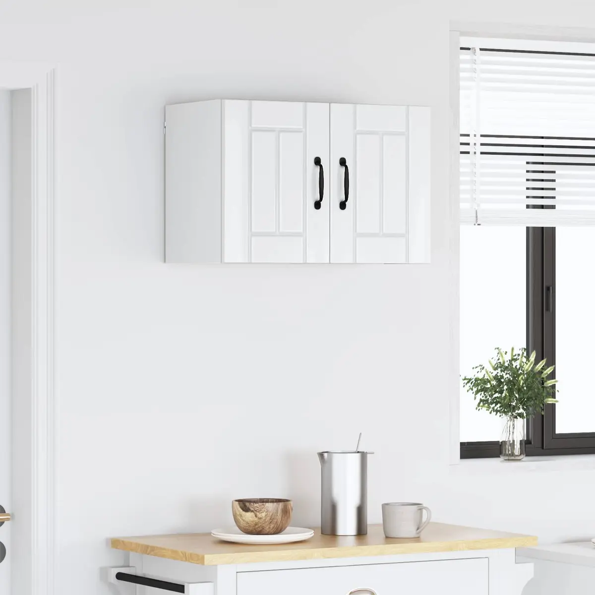 Wall Cabinet Kitchen Storage High Gloss White Dishwasher Panel 60x31x40cm
