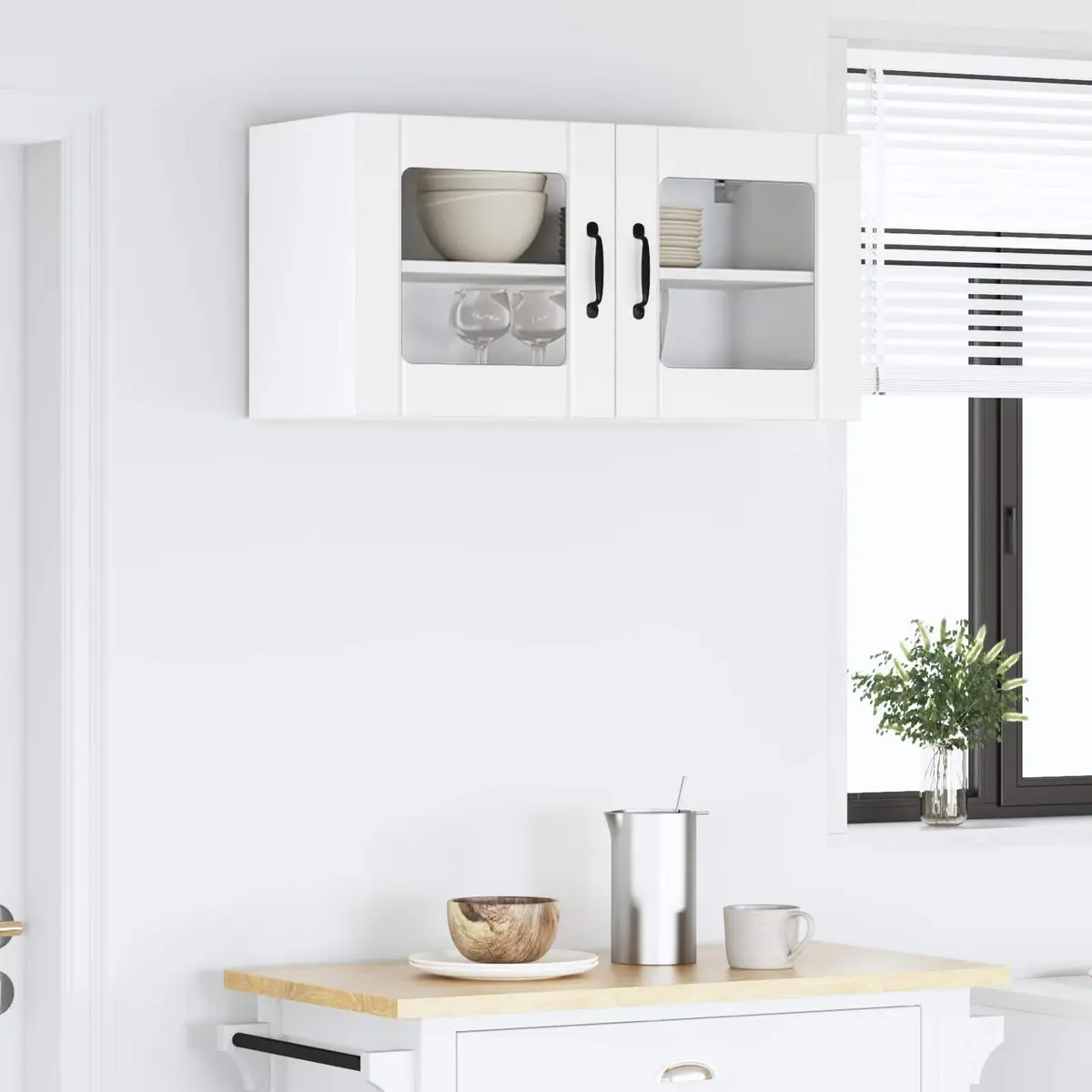 Wall Glass Cabinet Kitchen Storage Engineered Wood 80 x 31 x 40 cm