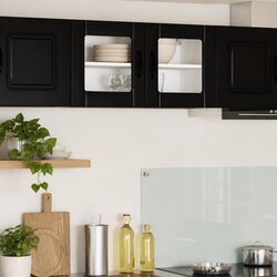 Wall-Mounted Glass Cabinet: 80 x 31 x 40 cm, Black