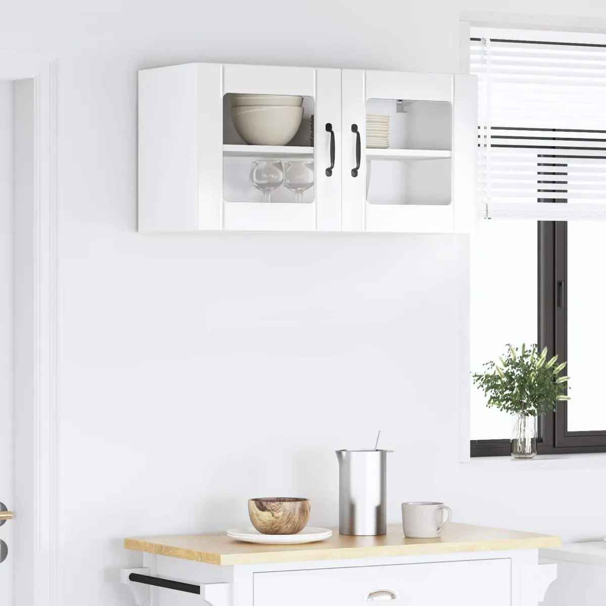 High Gloss White Glass Kitchen Cabinet