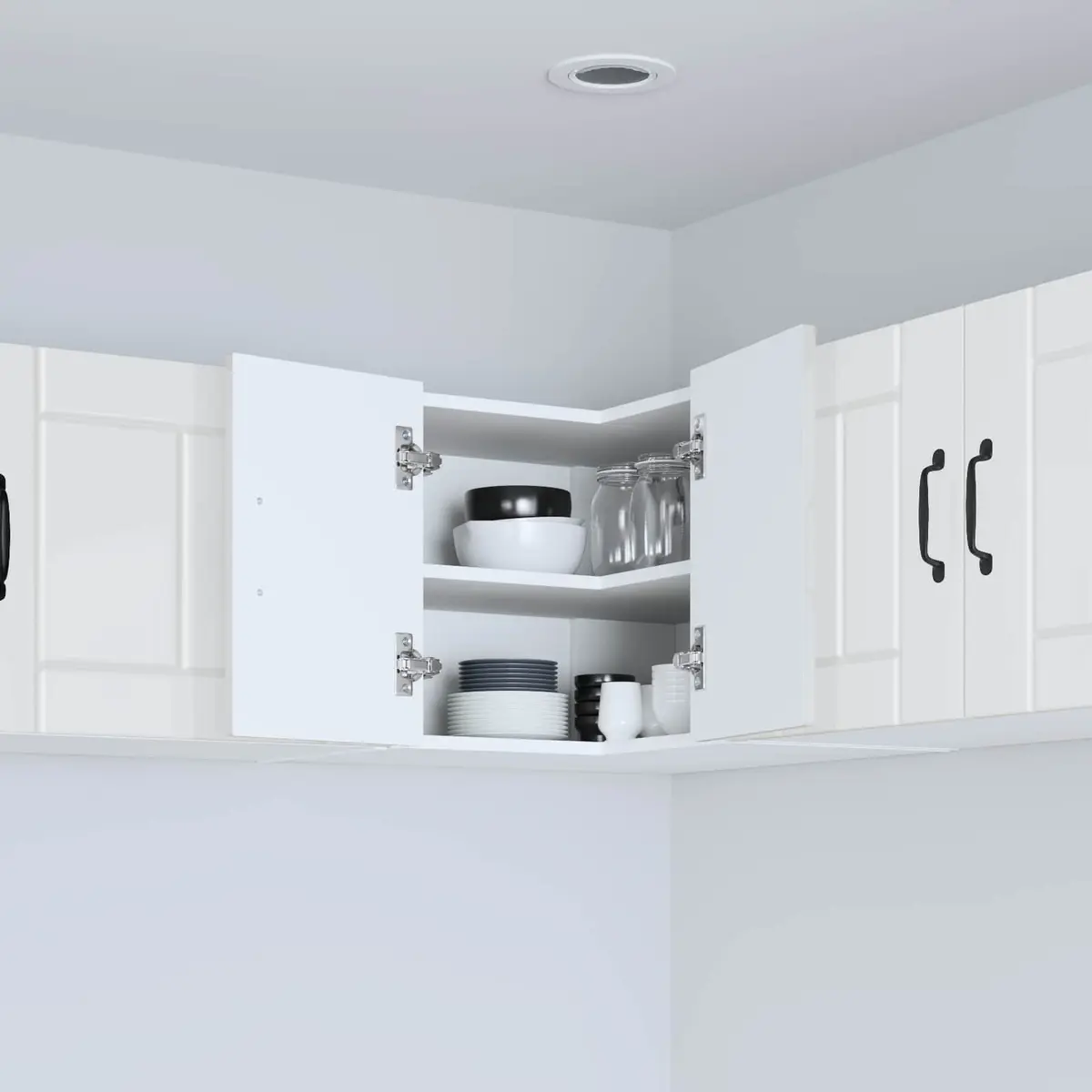 Wall Corner Cabinet Kitchen Storage Unit High Gloss White 57 x 57 x 40 cm