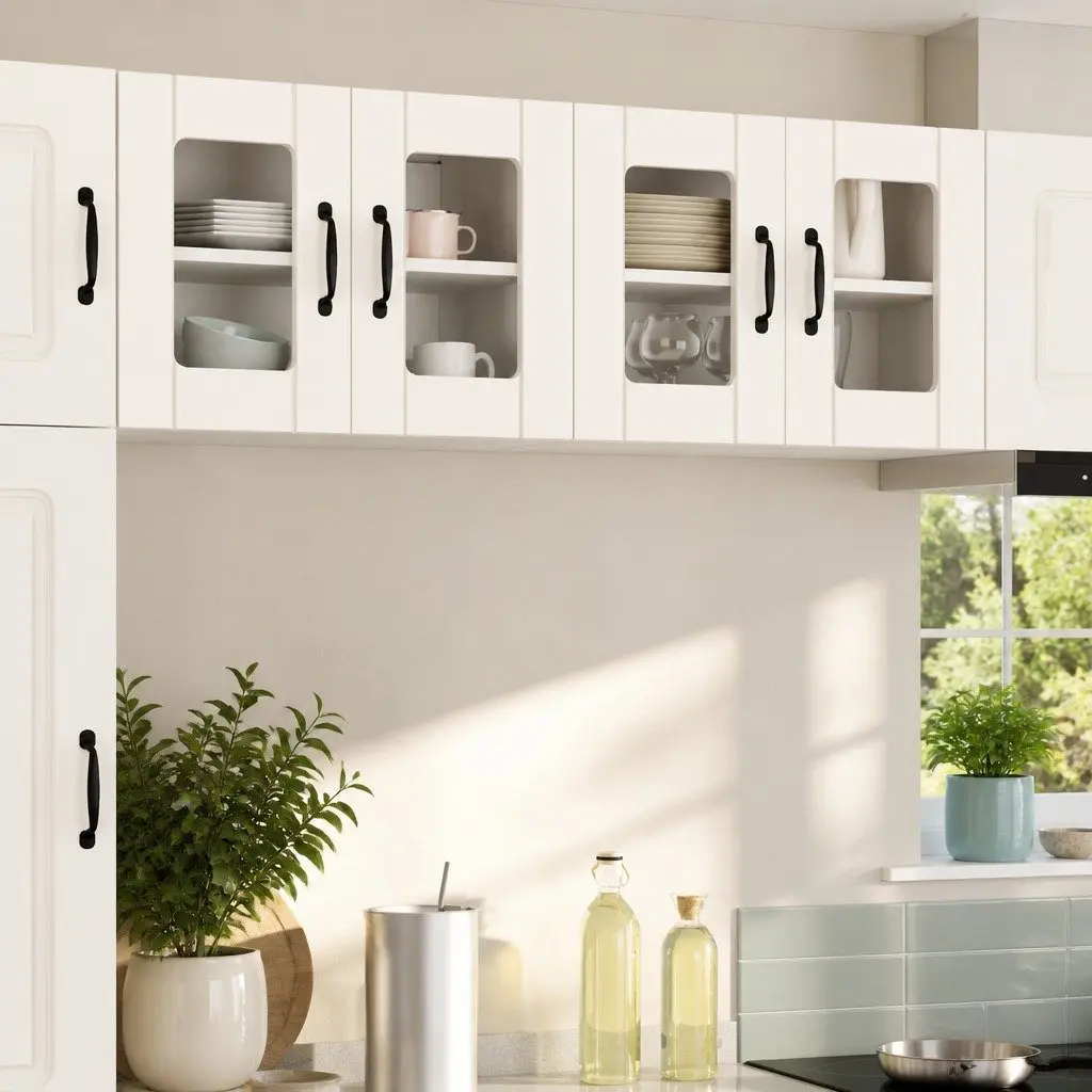 Wall Glass Cabinet Kitchen Storage White Engineered Wood 60x31x40cm