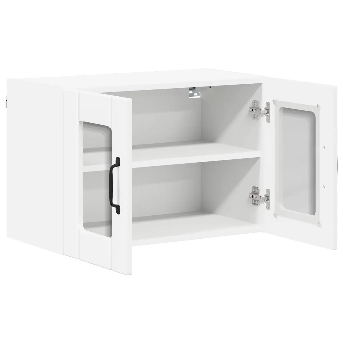 Wall Glass Cabinet Kitchen Storage White Engineered Wood 60x31x40cm