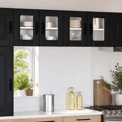 Wall Cabinet Dimensions: 60x31x40cm in Black Engineered Wood