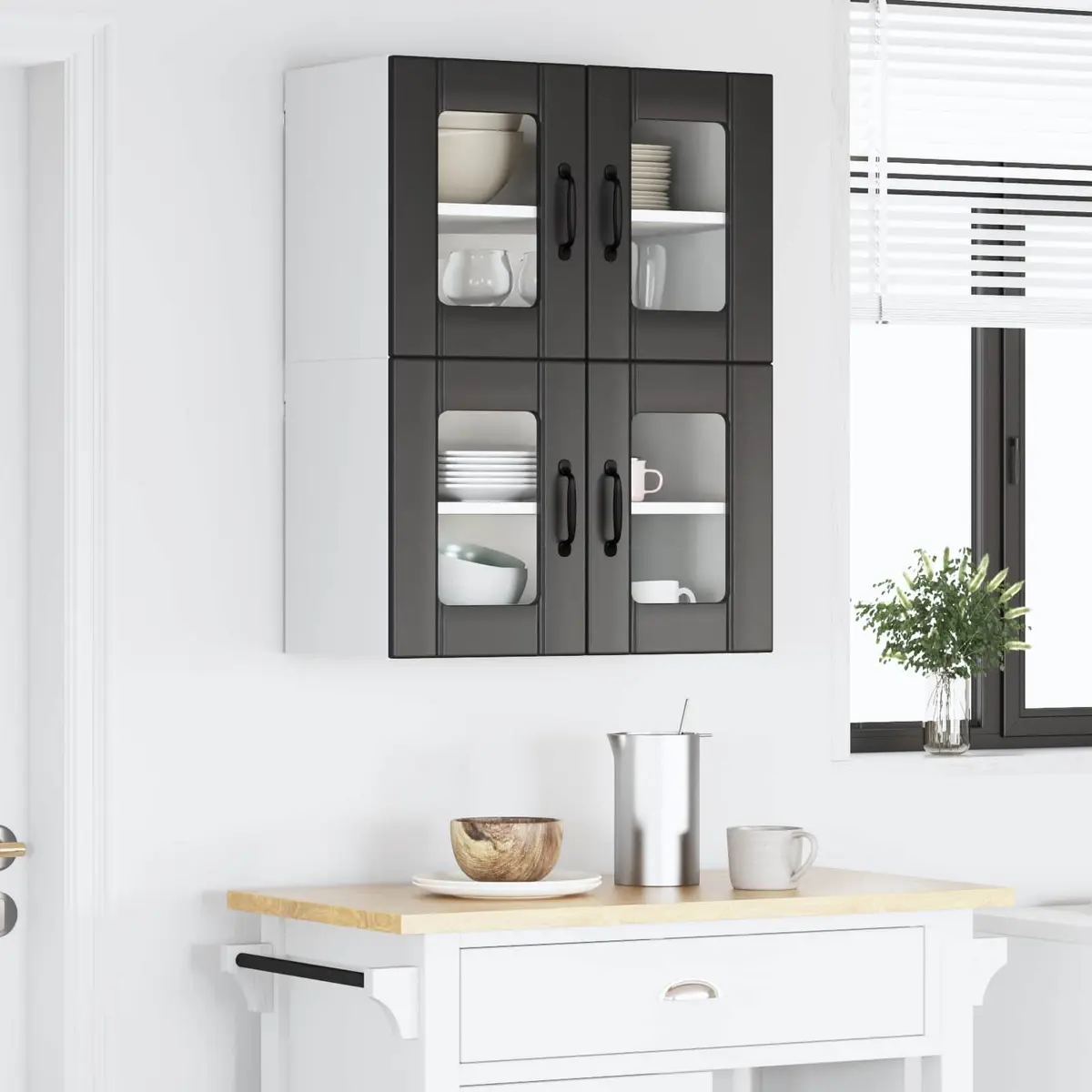 Wall Glass Cabinet Kitchen Storage Unit 60 x 31 x 40 cm