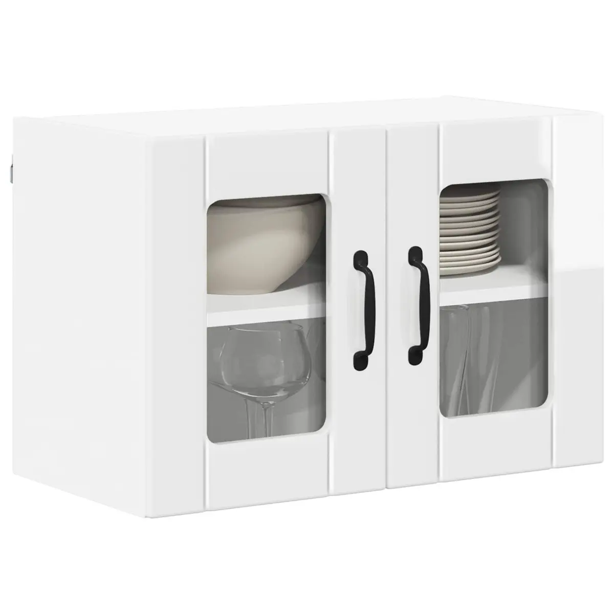 Engineered Wood Kitchen Storage Cabinet Wall Mounted High Gloss White 60x31x40cm