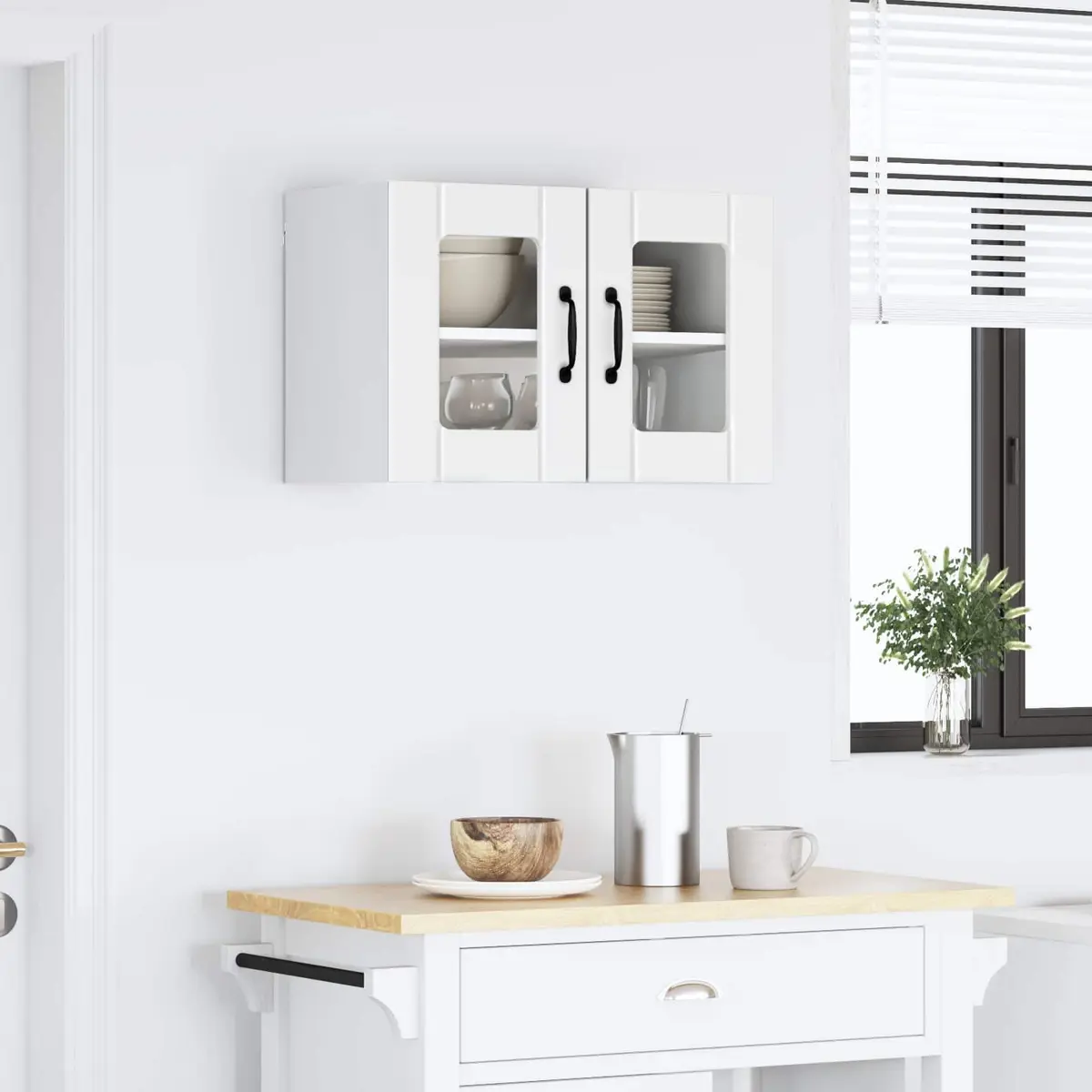 Engineered Wood Kitchen Storage Cabinet Wall Mounted High Gloss White 60x31x40cm