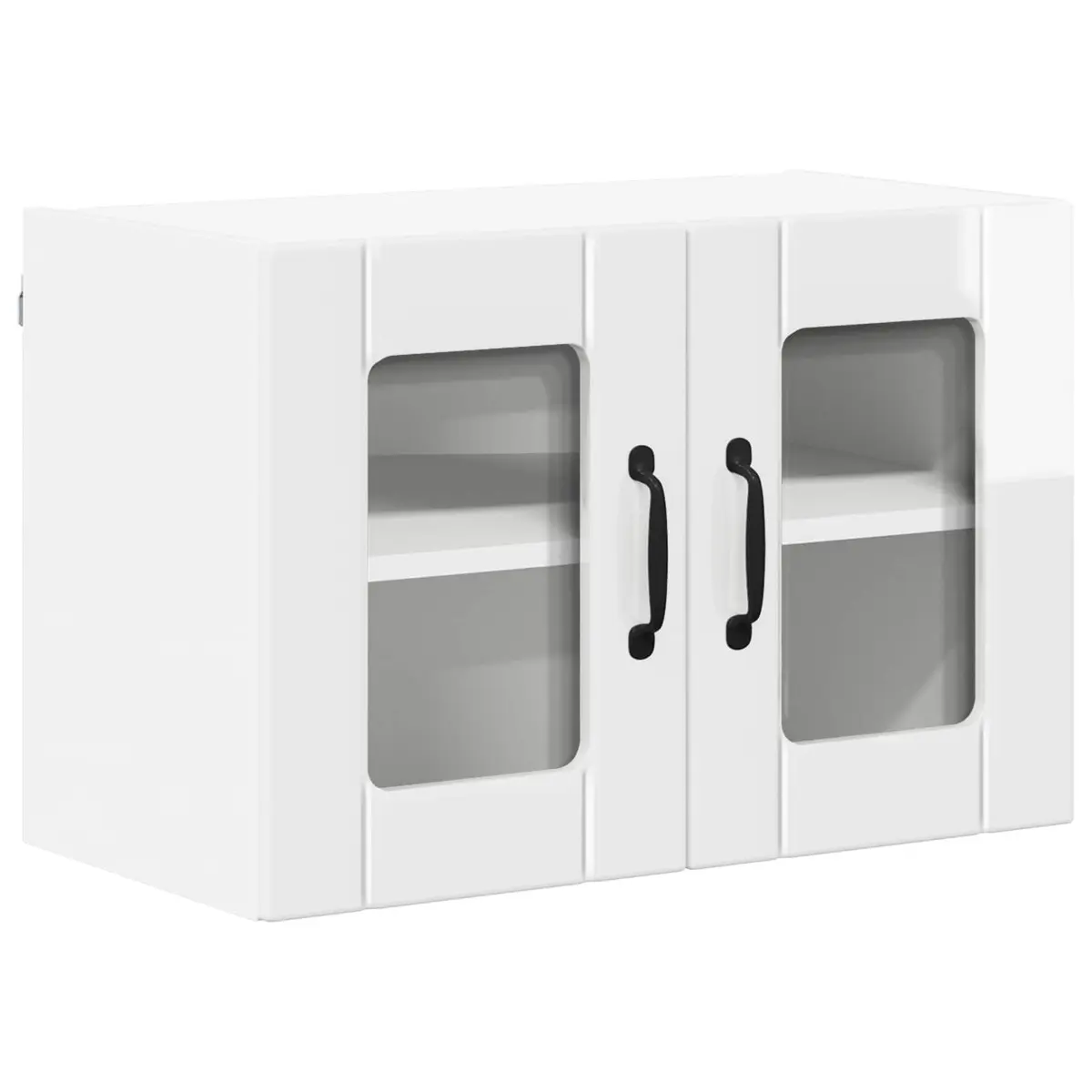 High Gloss White Wall-Mounted Glass Cabinets for Kitchen Storage 2 Pieces