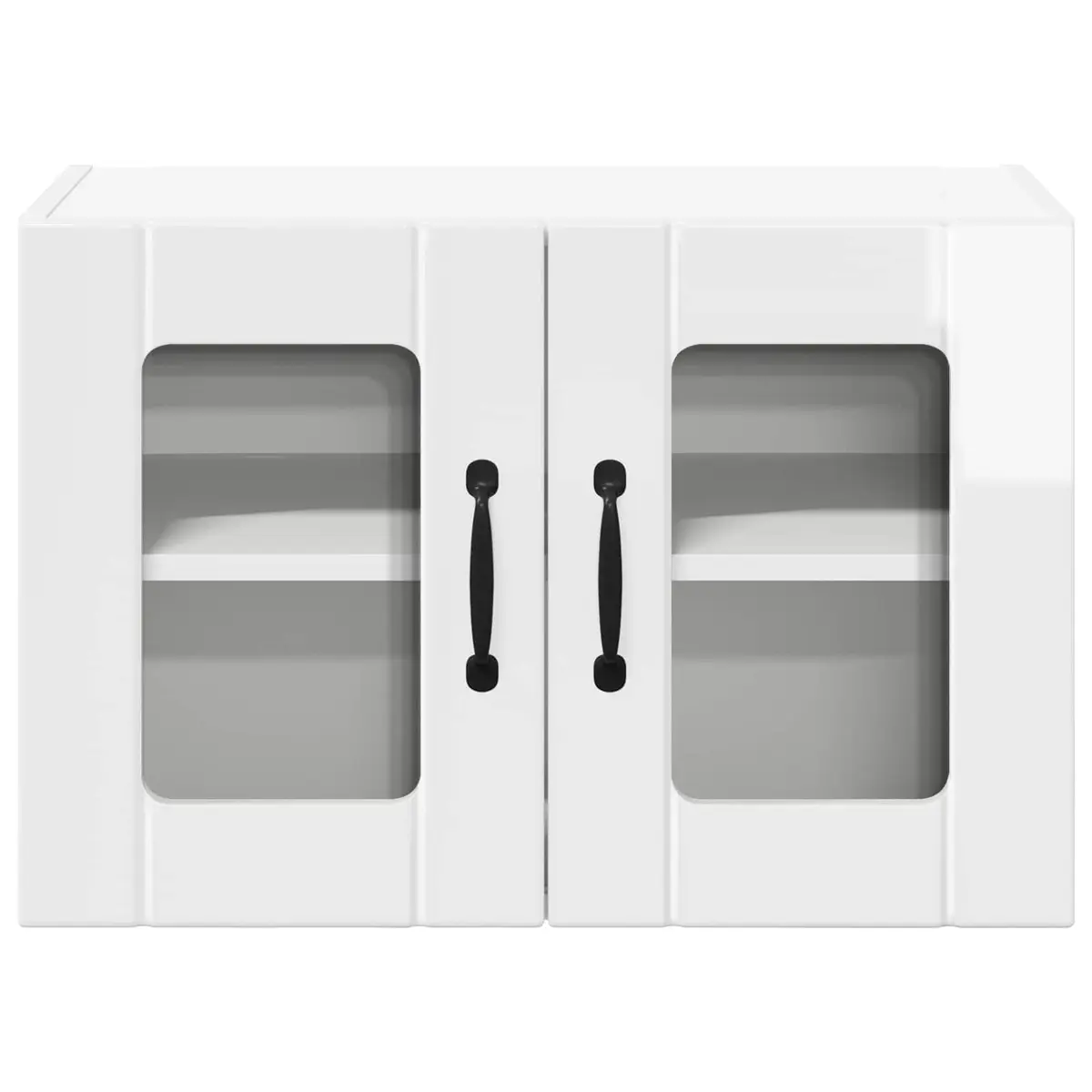 High Gloss White Wall-Mounted Glass Cabinets for Kitchen Storage 2 Pieces