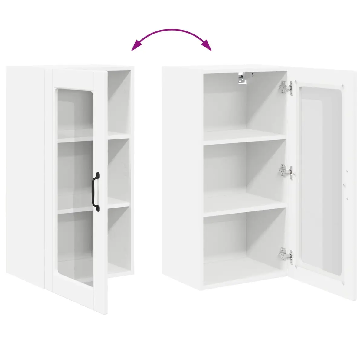 Wall Glass Cabinet White Kitchen Storage Engineered Wood 40 x 31 x 80 cm