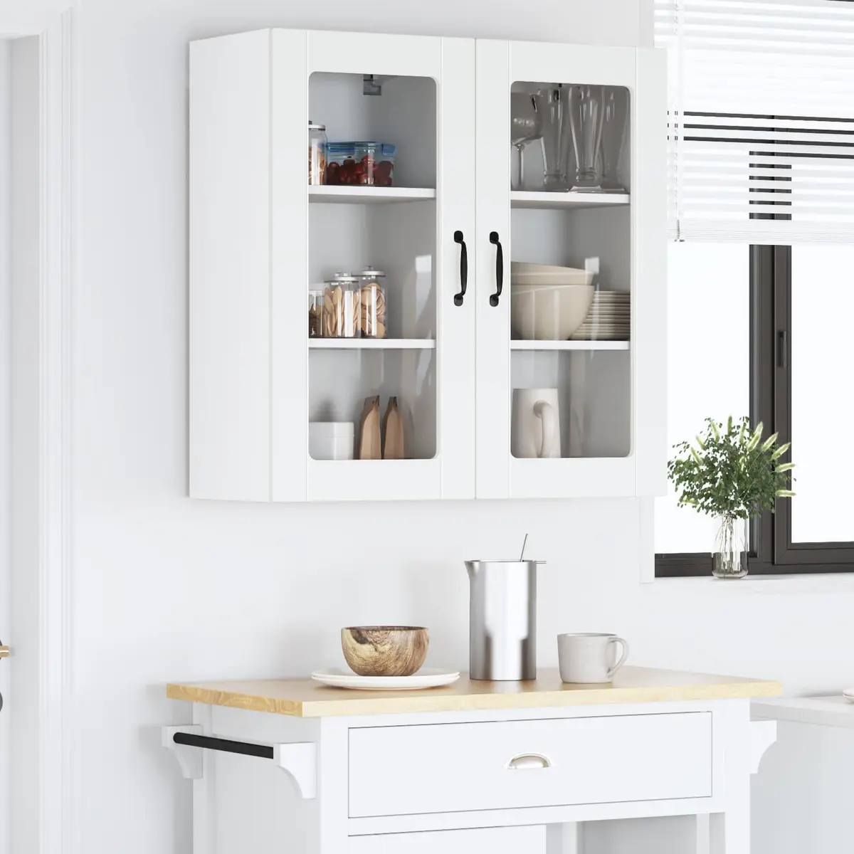 Wall Glass Cabinet Kitchen Storage Unit 40 x 31 x 80 cm