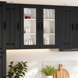 Wall Glass Cabinet: Dimensions 40 x 31 x 80 cm, Black