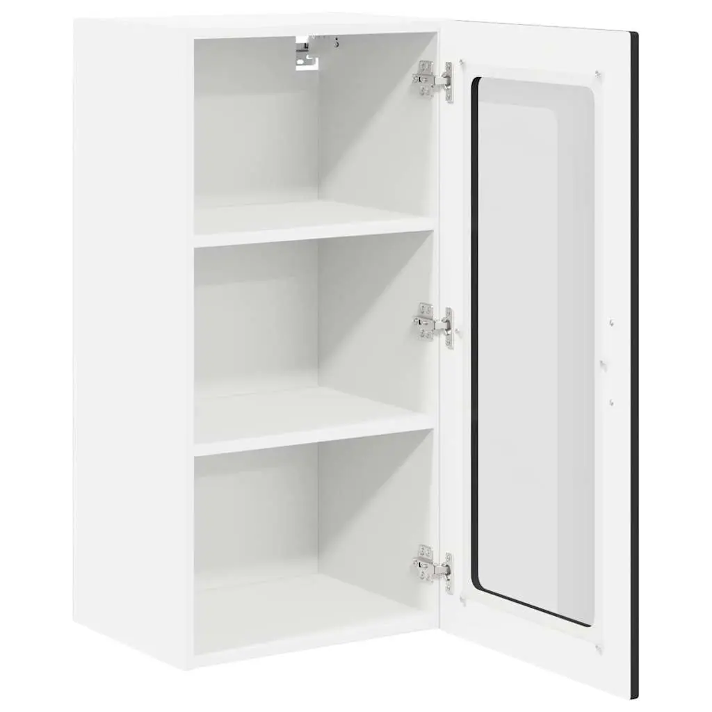 Wall Glass Cabinet Kitchen Storage Engineered Wood Black 40 x 31 x 80 cm