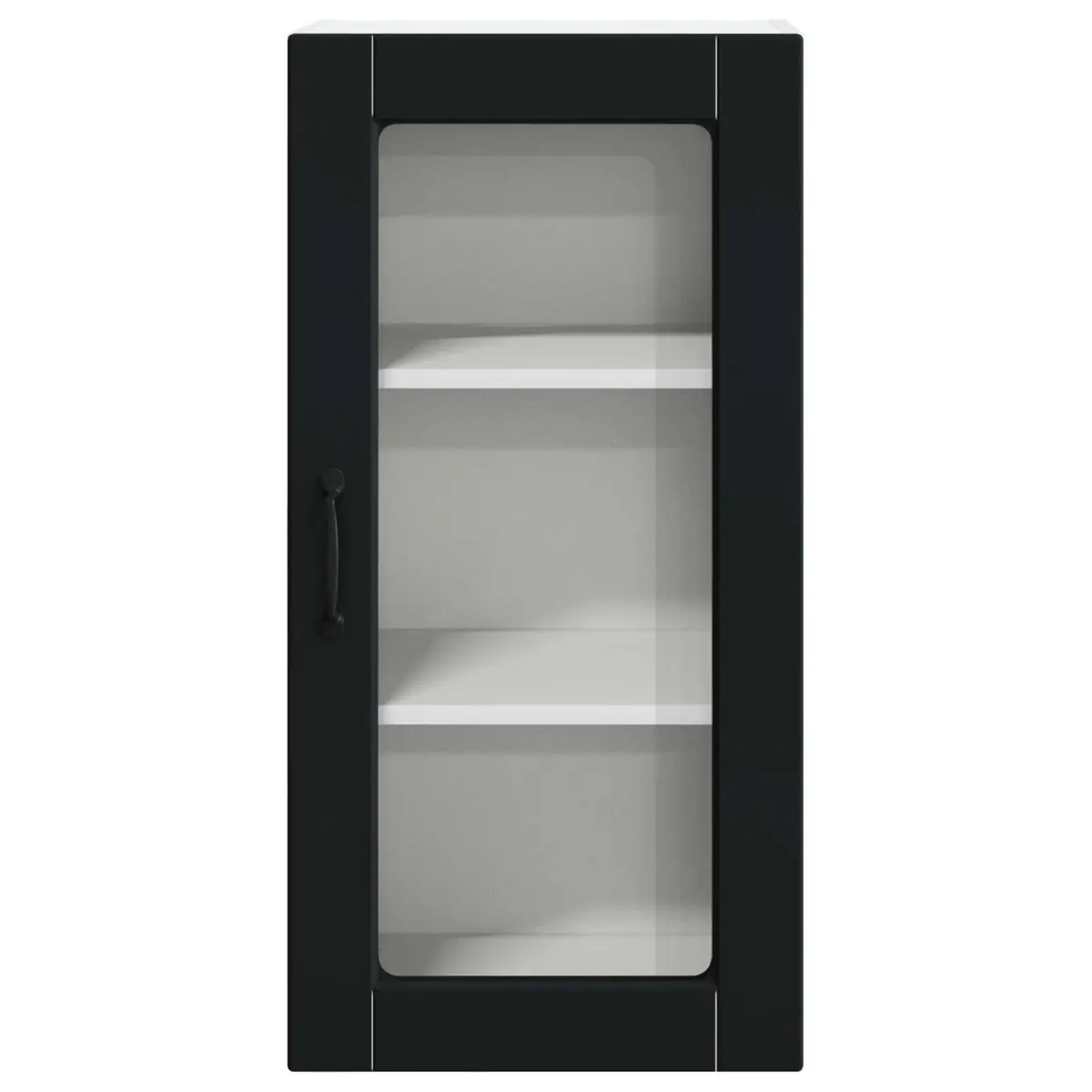 Wall Glass Cabinet Kitchen Storage Engineered Wood Black 40 x 31 x 80 cm