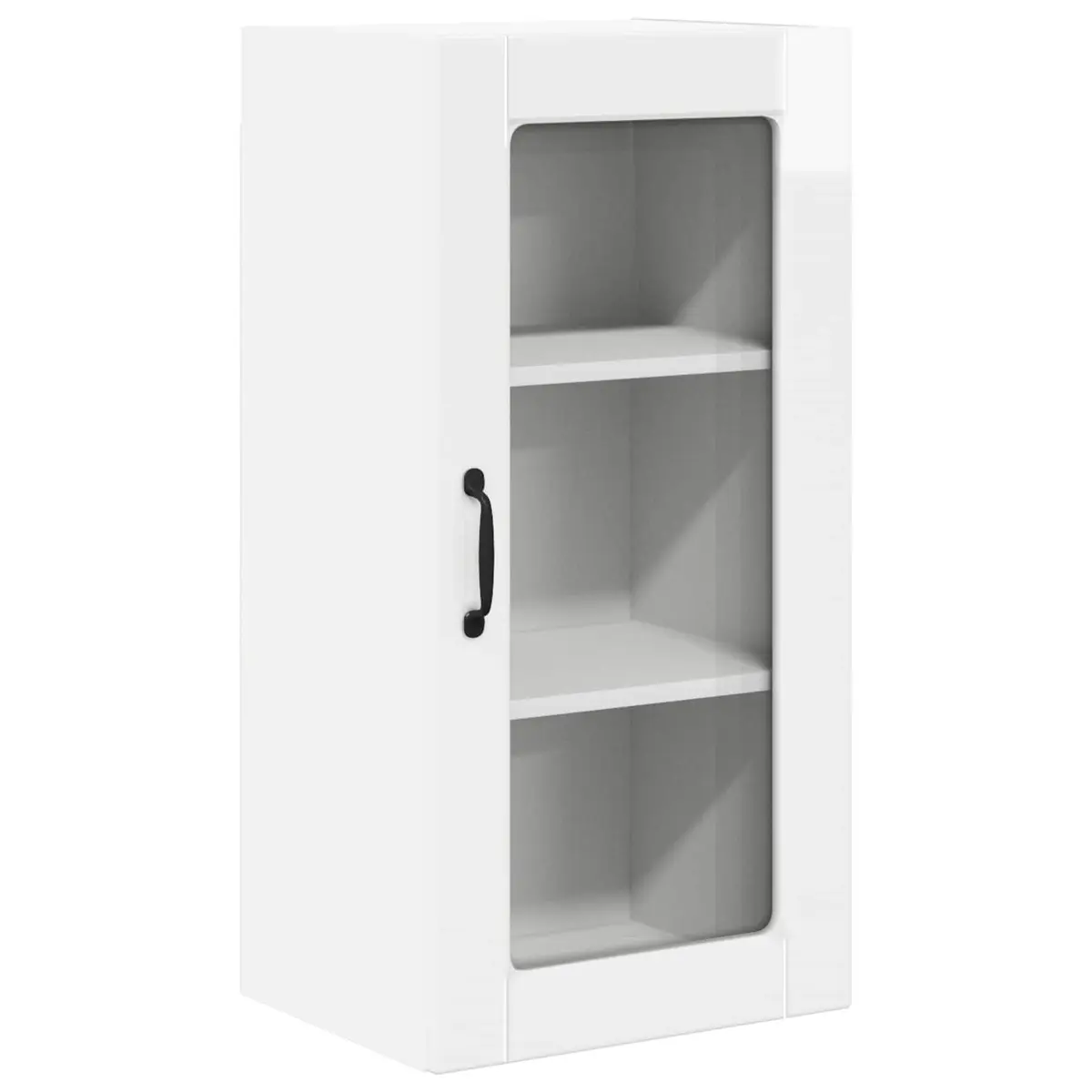 Wall Glass Cabinet Kitchen Storage Unit High Gloss White 40 x 31 x 80 cm