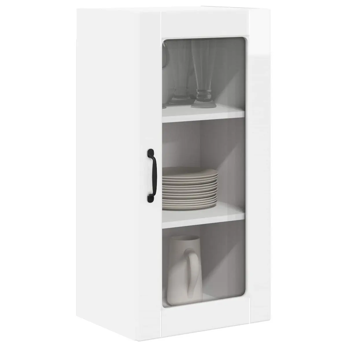 Wall Glass Cabinets 2 Pcs High Gloss White