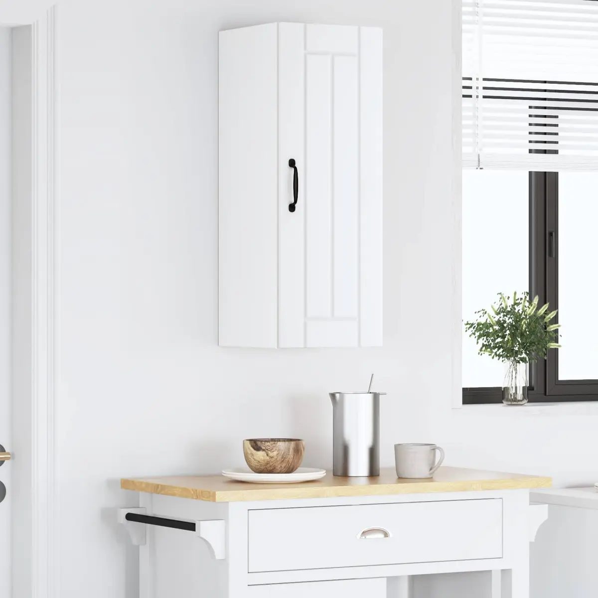 White Engineered Wood Wall Cabinet 30 x 31 x 80 cm