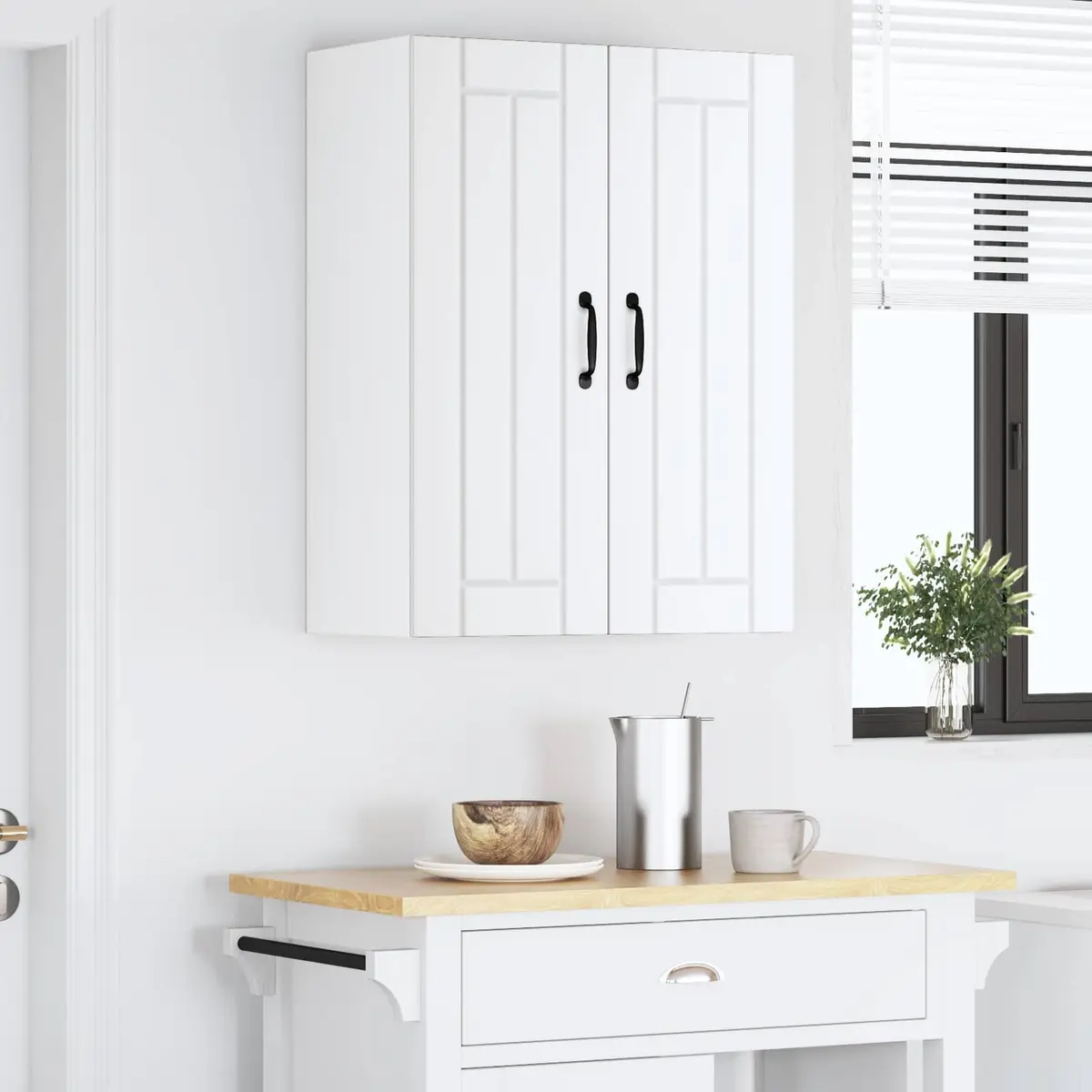 Wall Cabinet Kitchen Storage Unit White 30 x 31 x 80 cm Engineered Wood