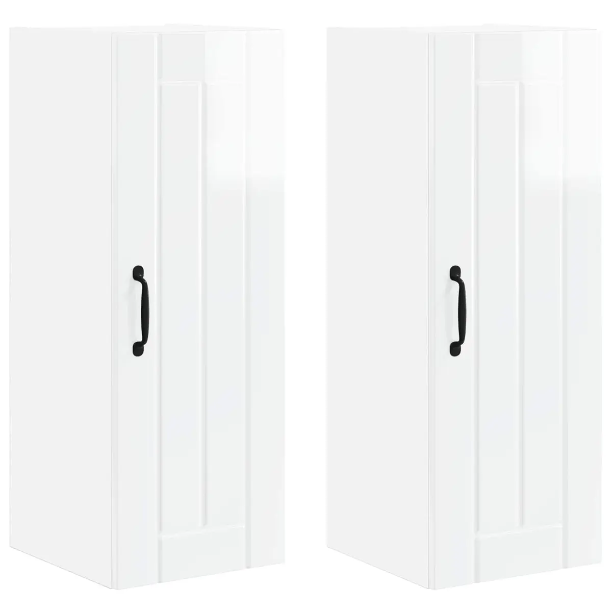 Wall Cabinet Indoor Use Set of 2 High Gloss White 30 x 31 x 80 cm