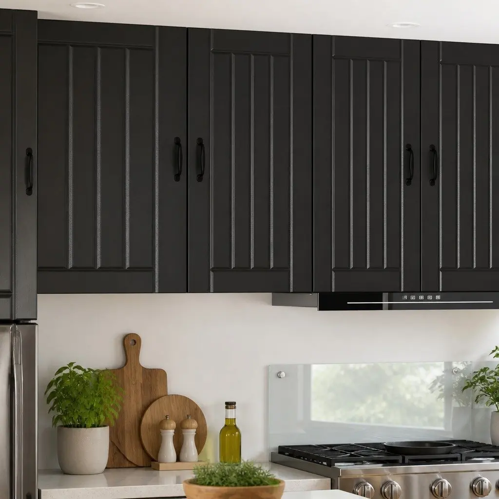 Black Engineered Wood Wall Cabinet 40x31x80cm