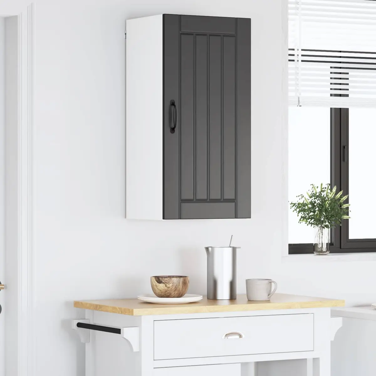 Black Engineered Wood Wall Cabinet 40x31x80cm