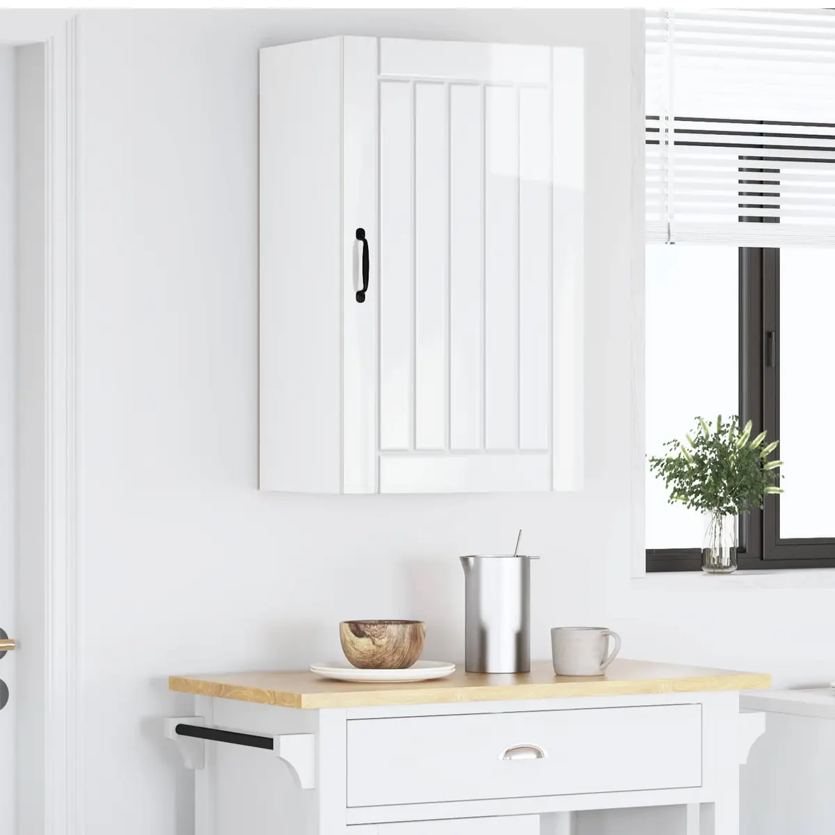 Wall Cabinet Kitchen Storage Dishwasher Panel High Gloss White 50 x 31 x 80 cm