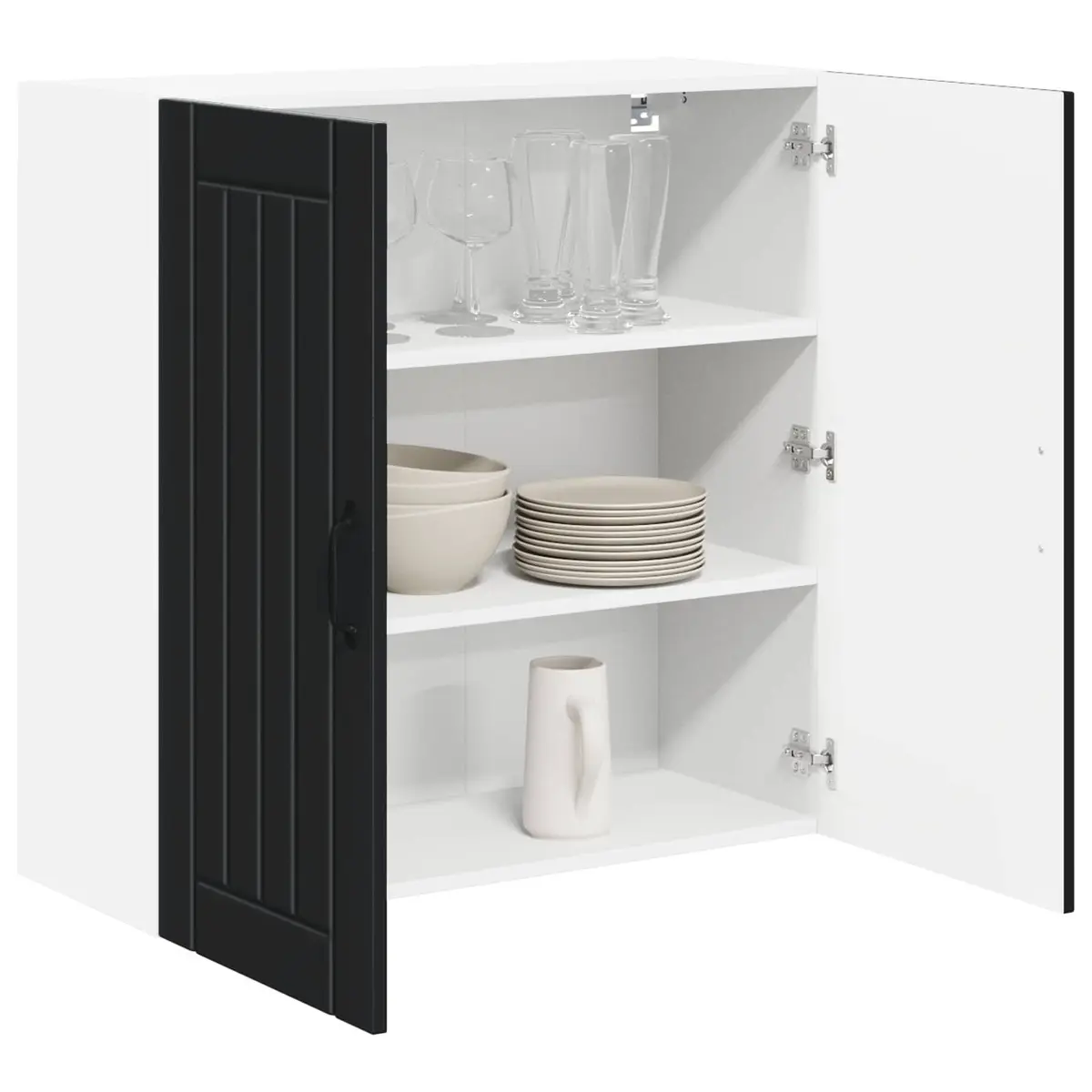 Wall Cabinet Kitchen Storage Engineered Wood Black 80x31x80cm Dishwasher Panel