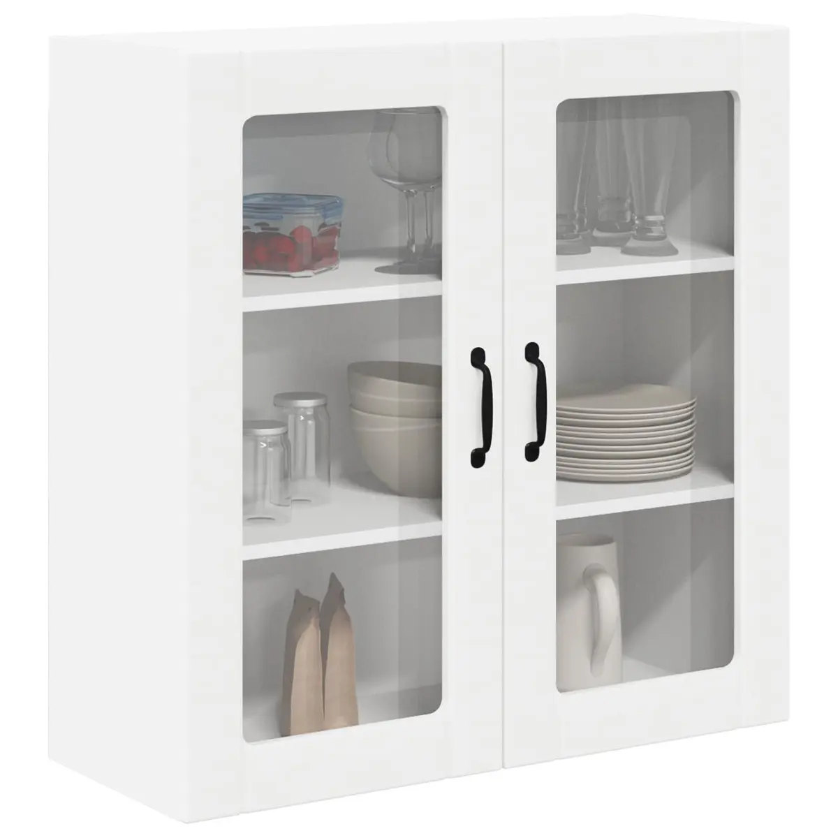 Wall Glass Cabinet White 80x31x80cm Engineered Wood Kitchen Storage Unit