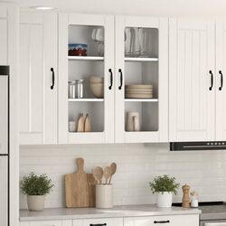Wall-Mounted Glass Cabinet in High Gloss White Finish