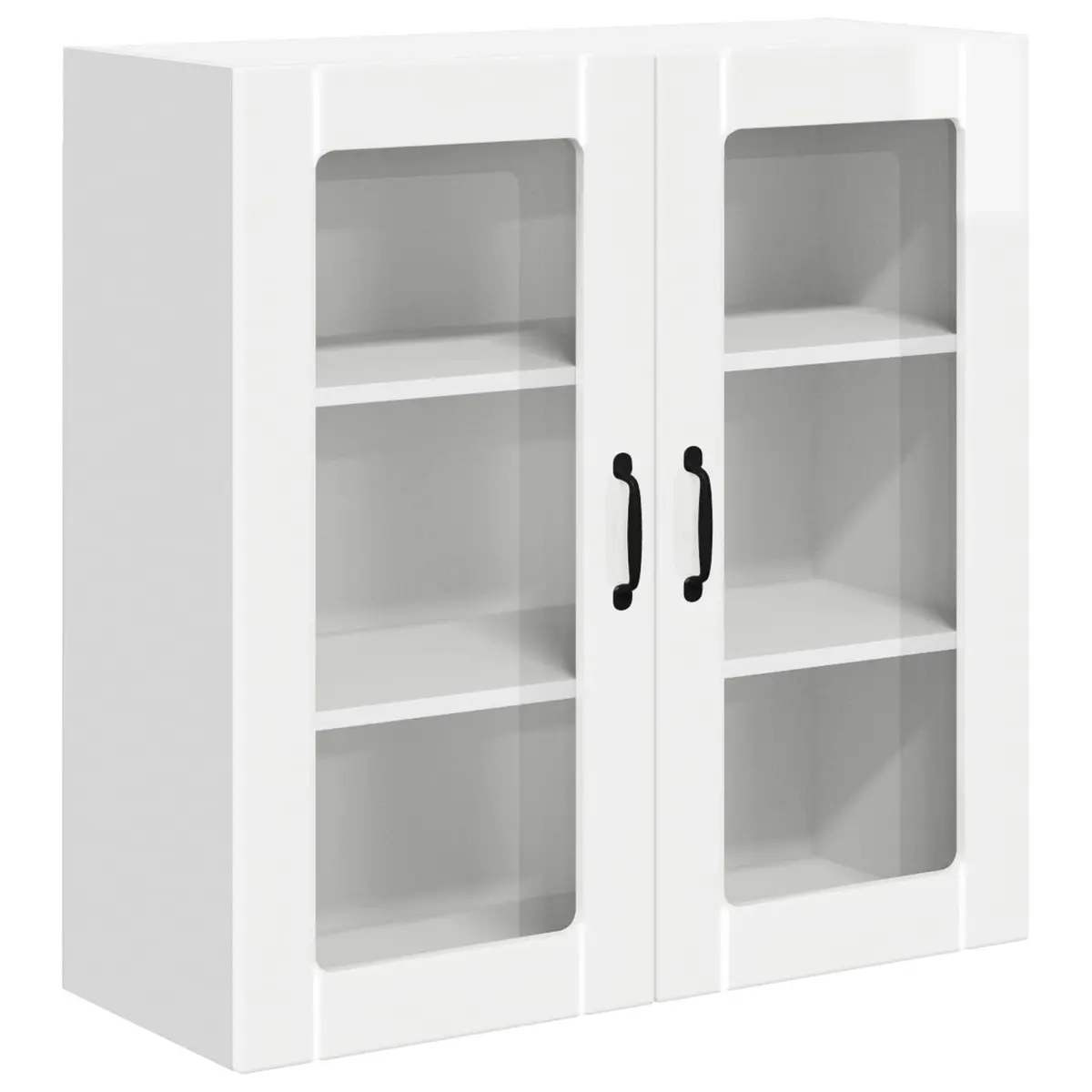 Wall Glass Cabinet Kitchen Storage High Gloss White Engineered Wood 80x31x80cm