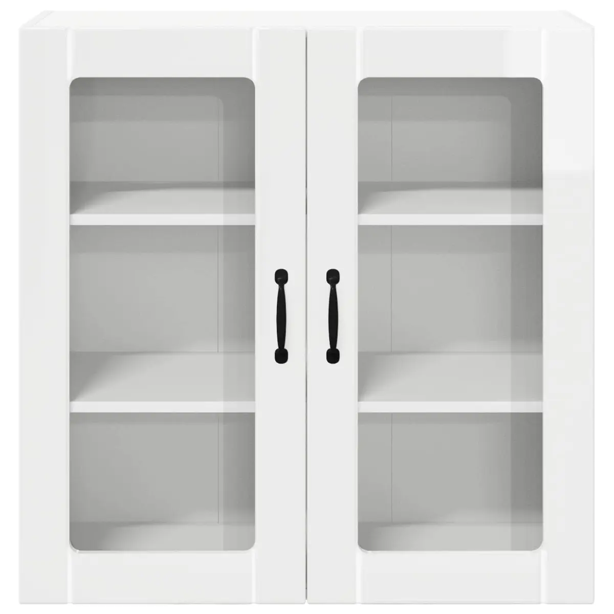 Wall Glass Cabinet Kitchen Storage High Gloss White Engineered Wood 80x31x80cm