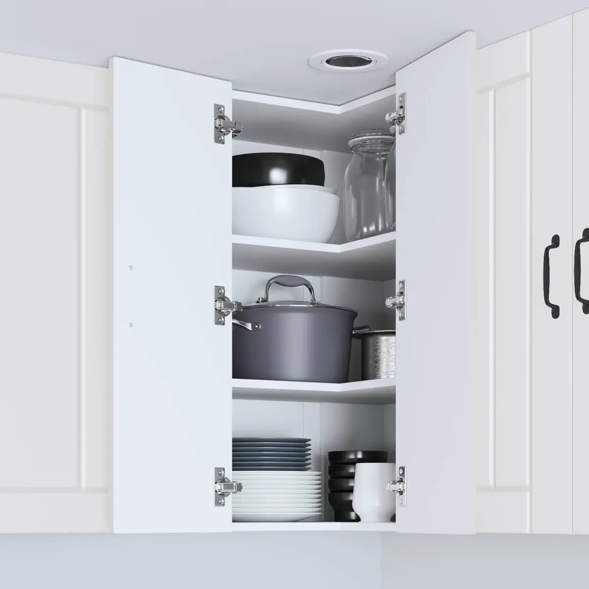 Wall Corner Cabinet White Engineered Wood Kitchen Storage Cupboard 57x57x80cm