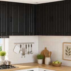 Dimensions of 57x57x80cm Wall Corner Cabinet in Black