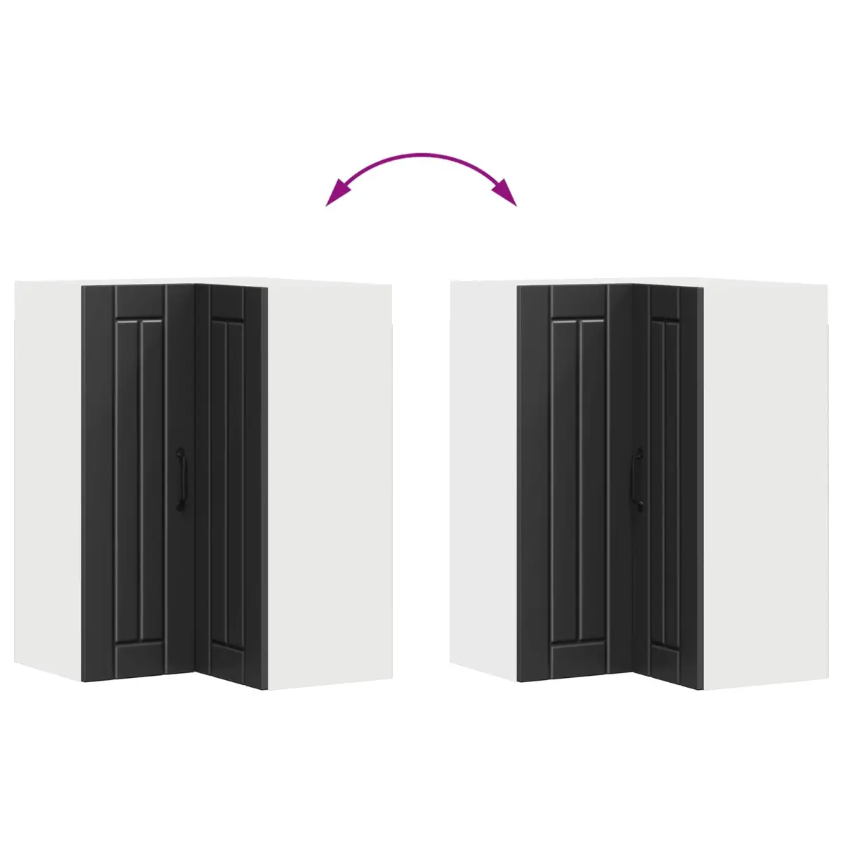 Corner Cabinet Black Engineered Wood Kitchen Storage 57x57x80cm