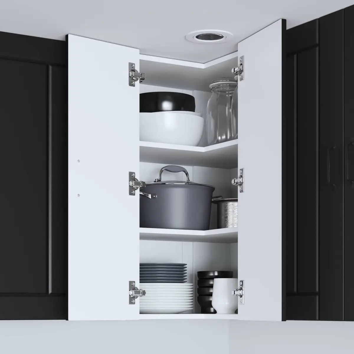 Corner Cabinet Black Engineered Wood Kitchen Storage 57x57x80cm