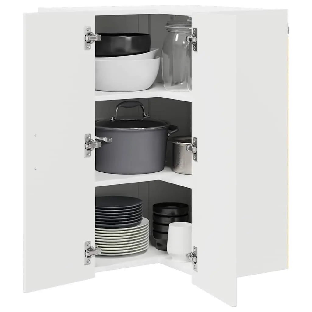 Wall Corner Cabinet Kitchen Storage Unit High Gloss White Modern 57 x 57 x 80 cm
