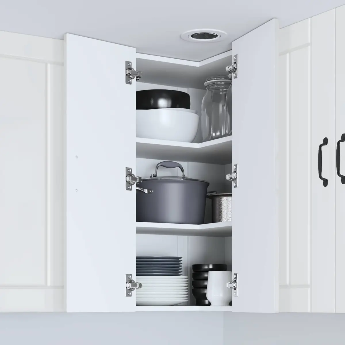 Wall Corner Cabinet Kitchen Storage Unit High Gloss White Modern 57 x 57 x 80 cm