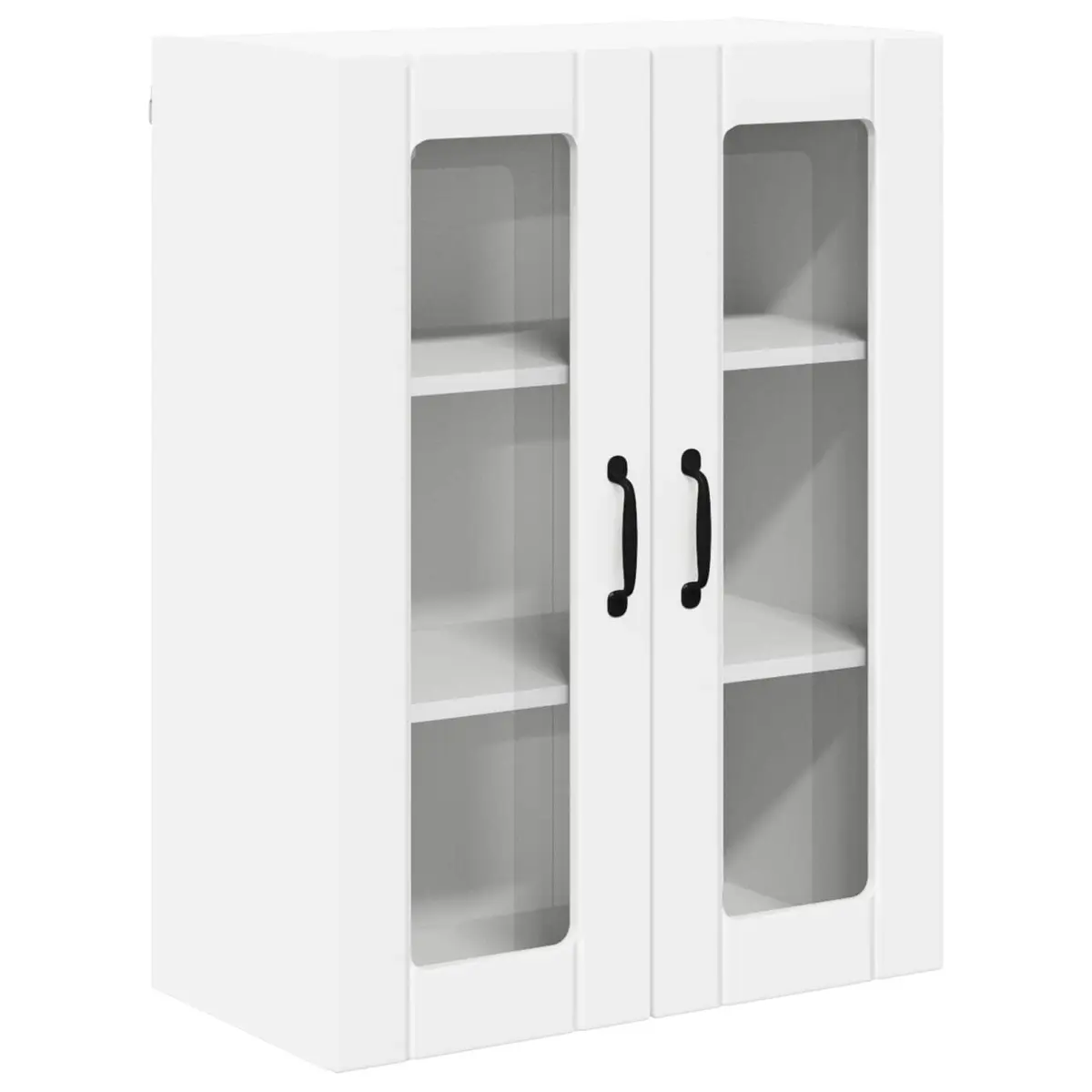 Wall Glass Cabinet White Kitchen Storage Engineered Wood 60 x 31 x 80 cm Modern