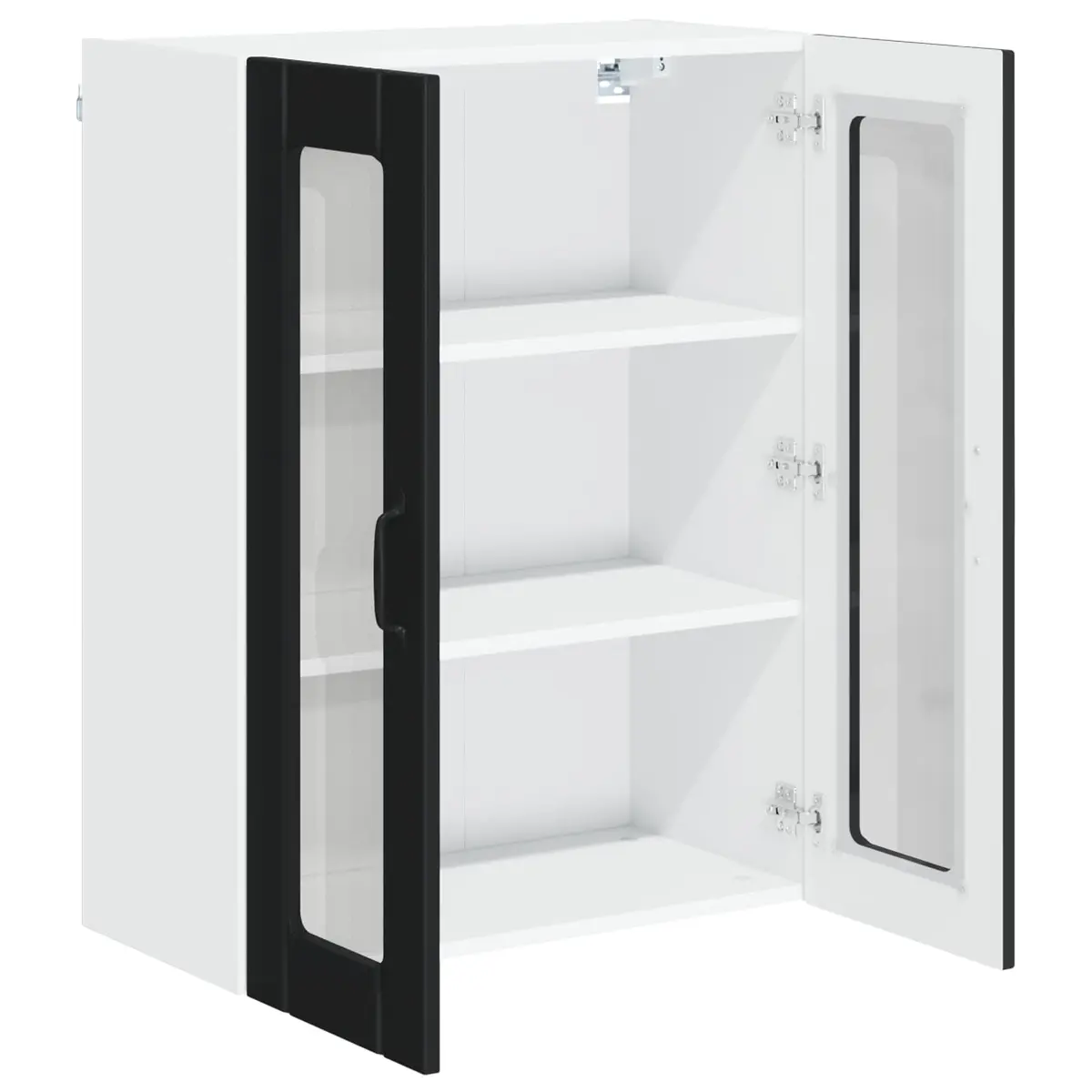 Wall Glass Cabinet Black Kitchen Storage Engineered Wood Modern Furniture