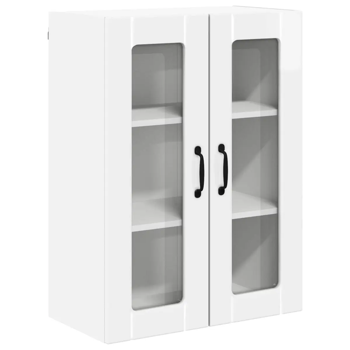 Wall Glass Cabinet Kitchen Storage Unit High Gloss White 60x31x80cm