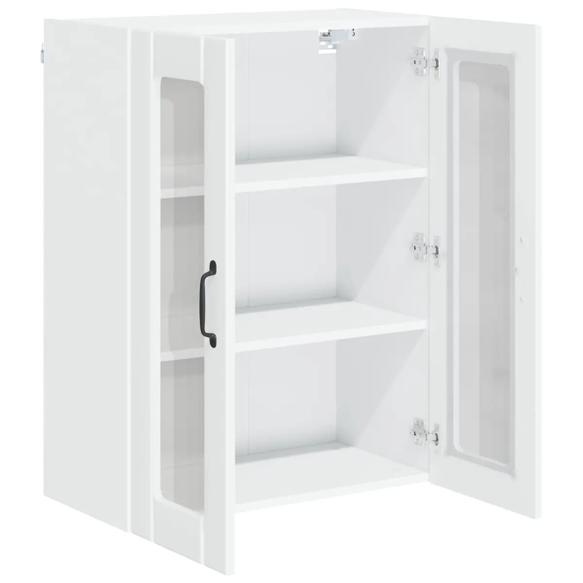 Wall Glass Cabinet Kitchen Storage Unit High Gloss White 60x31x80cm