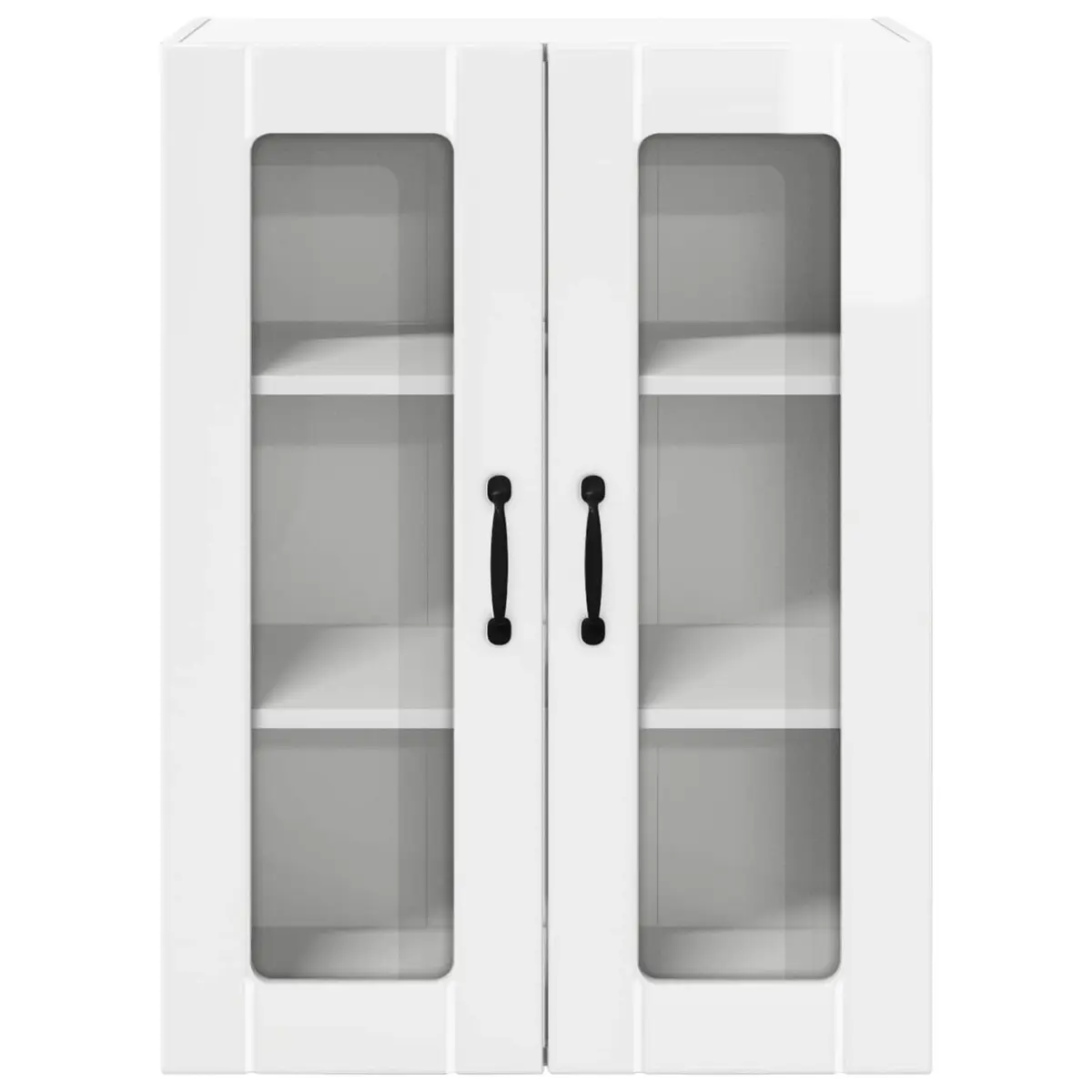 Wall Glass Cabinet Kitchen Storage Unit High Gloss White 60x31x80cm