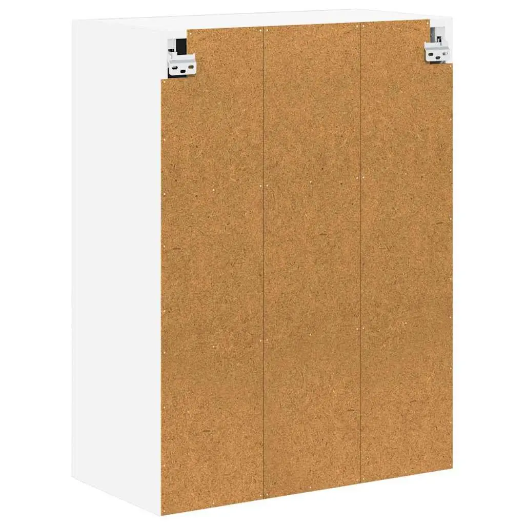 Wall Glass Cabinet Kitchen Storage Unit High Gloss White 60x31x80cm