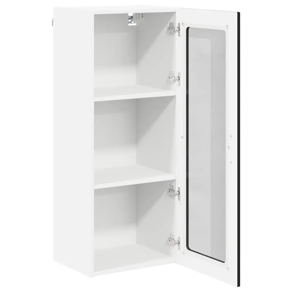 Wall Glass Cabinet for Kitchen Storage Black Engineered Wood Rectangular