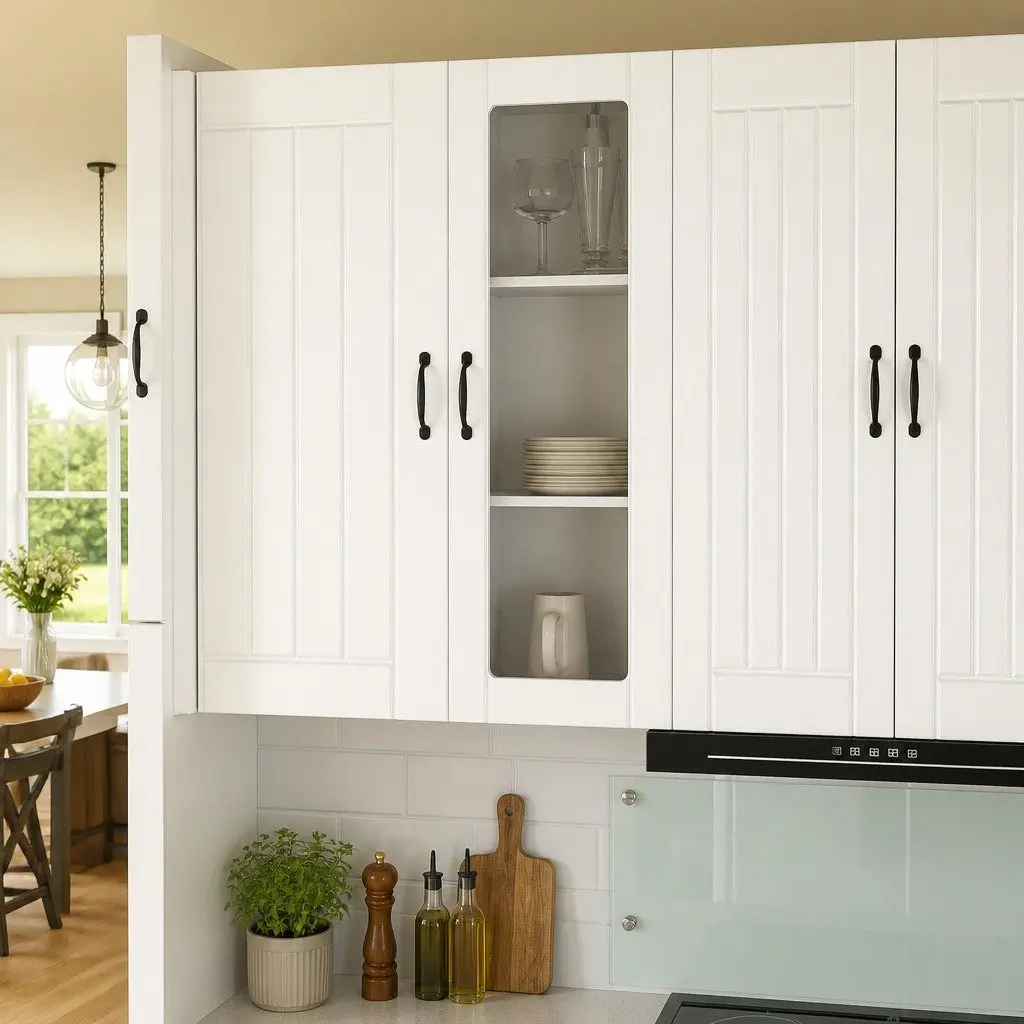 High Gloss White Kitchen Wall Glass Cabinet