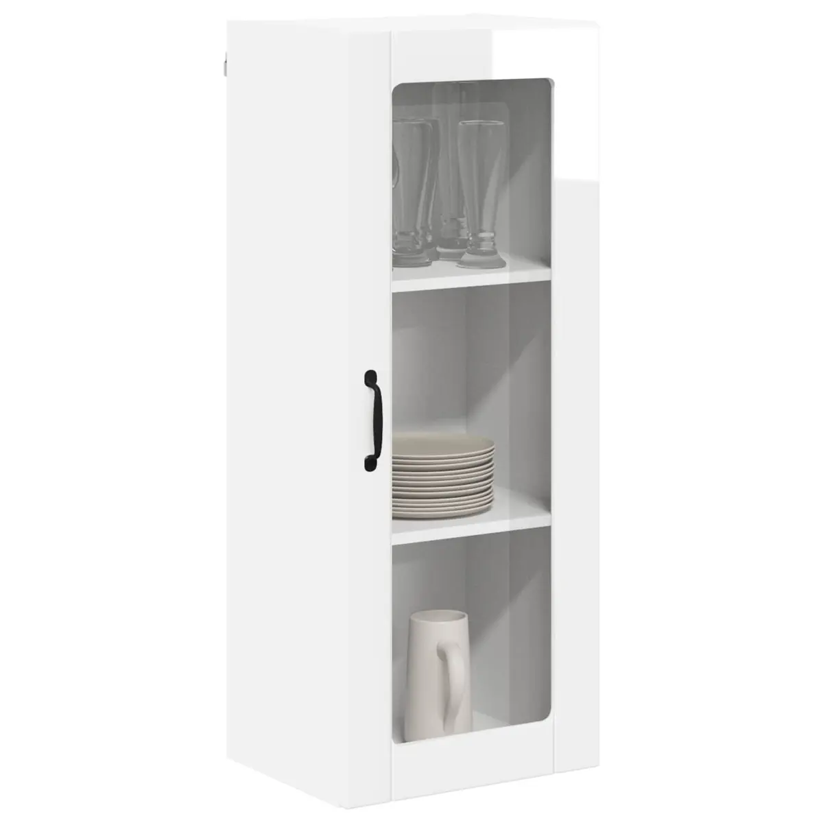 High Gloss White Kitchen Wall Glass Cabinet