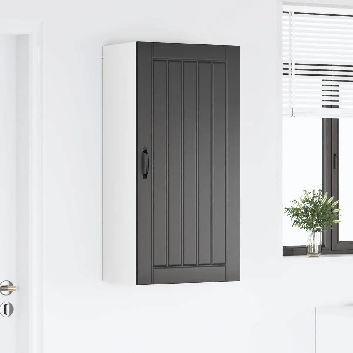 Wall Cabinet Kitchen Storage Dishwasher Panel Black 50x31x100cm