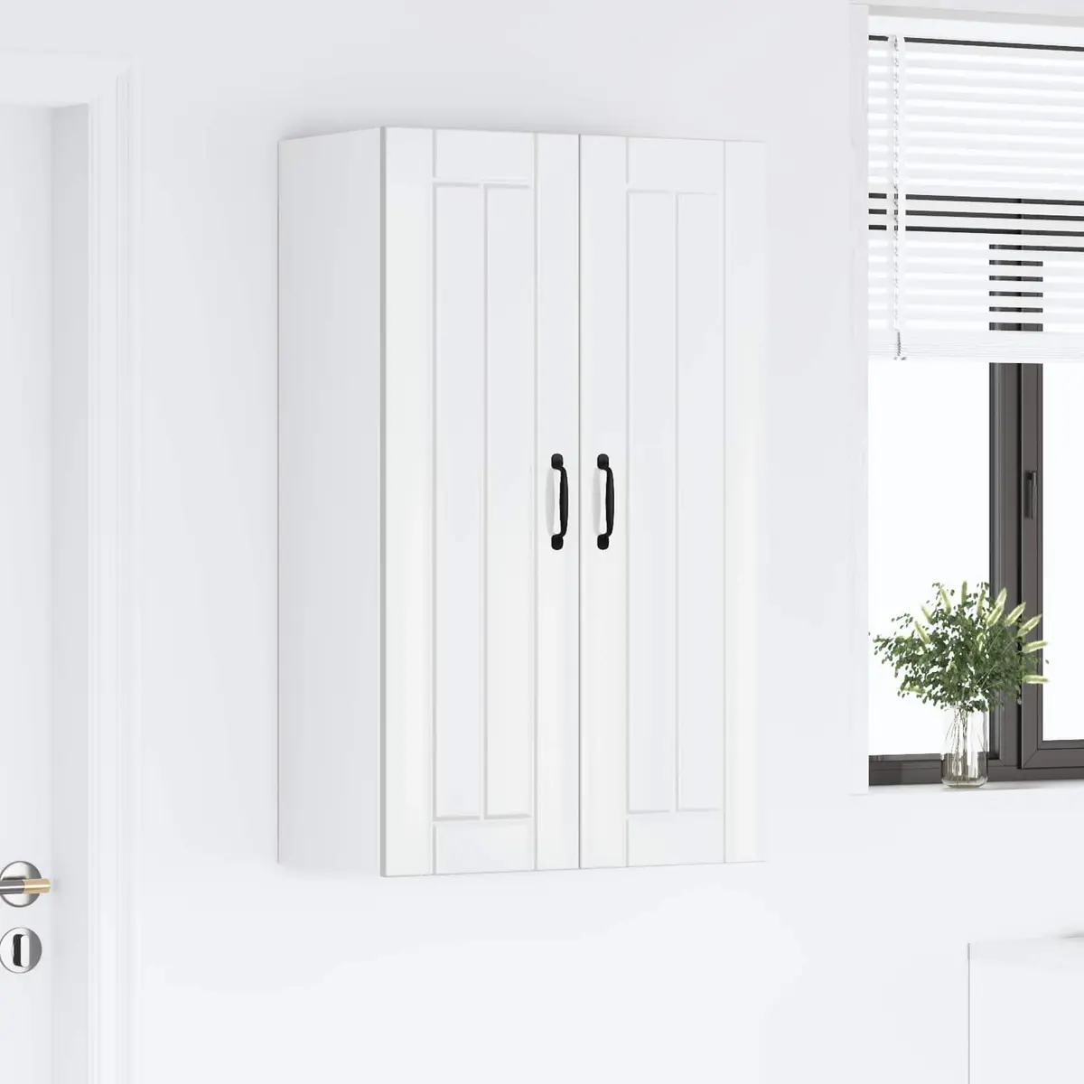 Wall Cabinet Kitchen Storage High Gloss White 60 x 31 x 100 cm