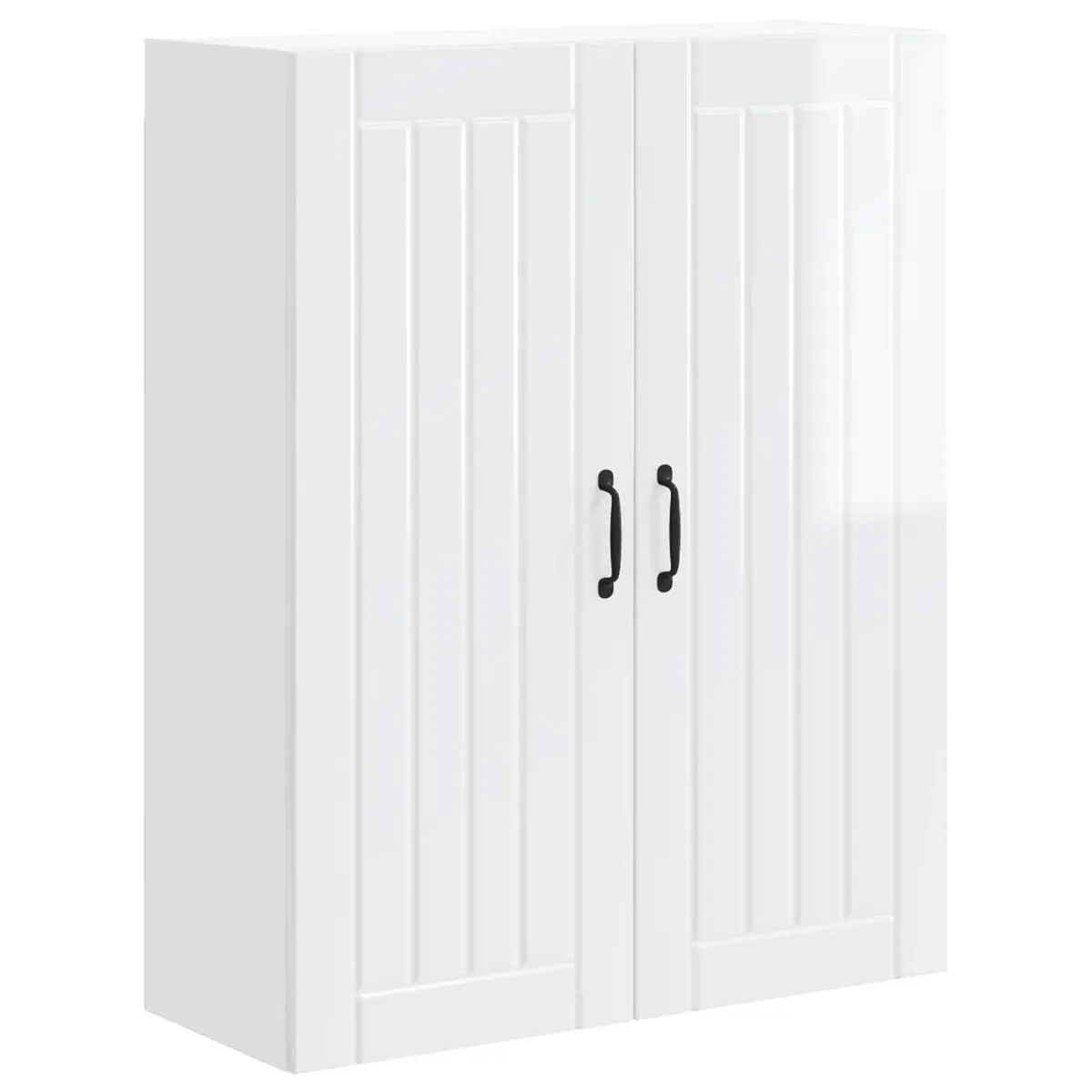 Wall Cabinet Kitchen Storage Engineered Wood High Gloss White 80 x 31 x 100 cm
