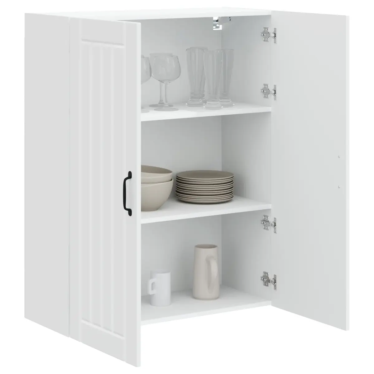 Wall Cabinet Kitchen Storage Engineered Wood High Gloss White 80 x 31 x 100 cm